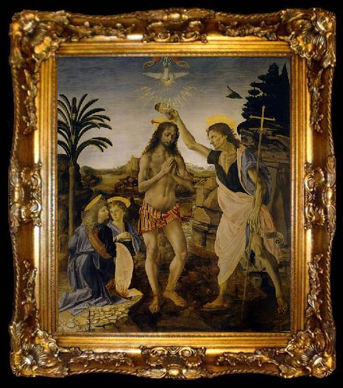 framed  Andrea del Verrocchio Baptism of Christ, ta009-2
